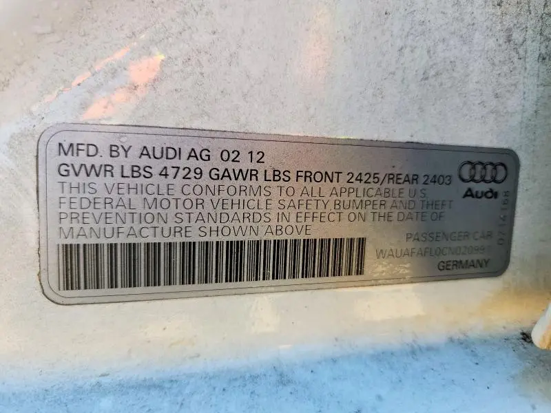 2012 AUDI A4 PREMIUM  