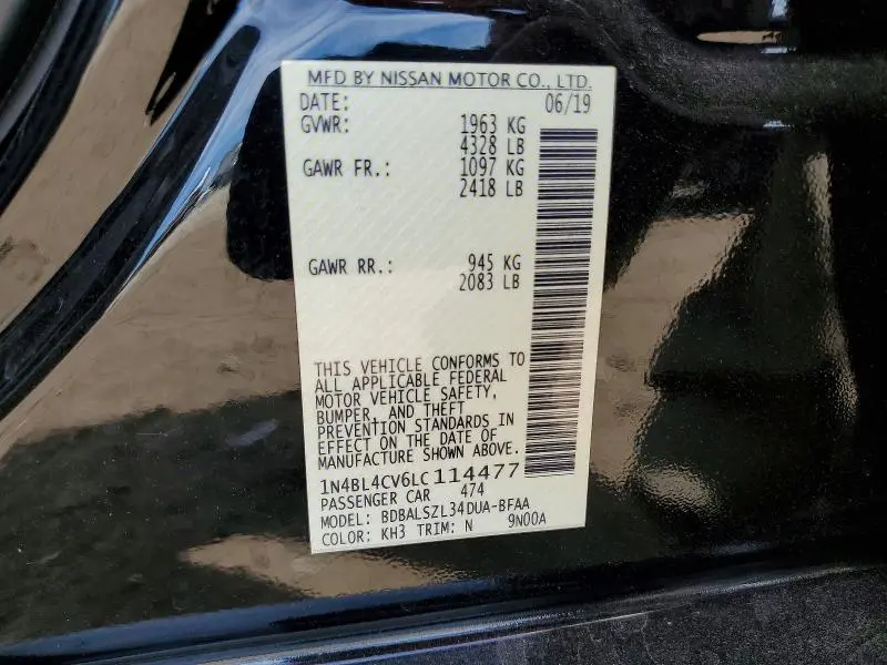 2020 NISSAN ALTIMA SR  