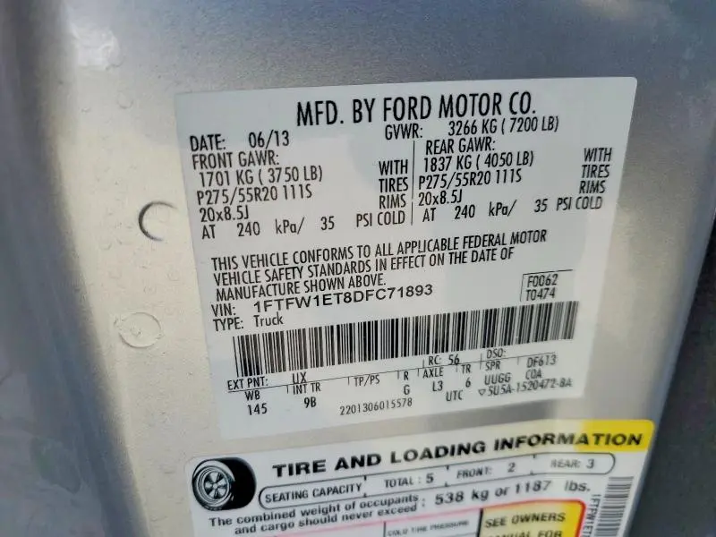 2013 FORD F150 SUPERCREW  