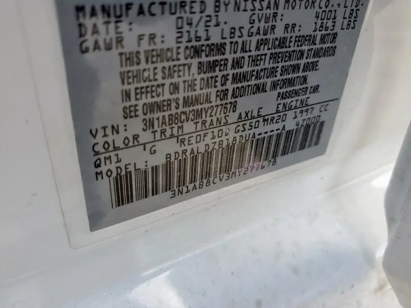 2021 NISSAN SENTRA SV  