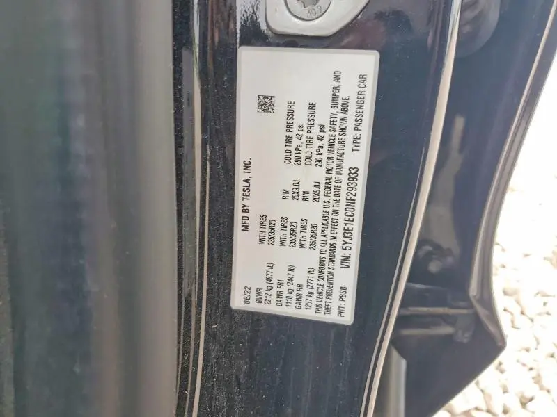 2022 TESLA MODEL 3   