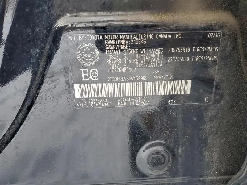 2016 TOYOTA RAV4 LIMITED  