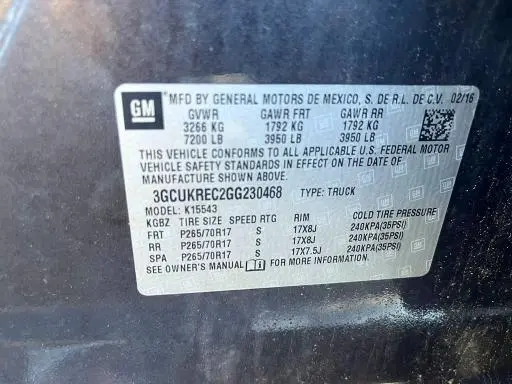 2016 CHEVROLET SILVERADO K1500 LT  