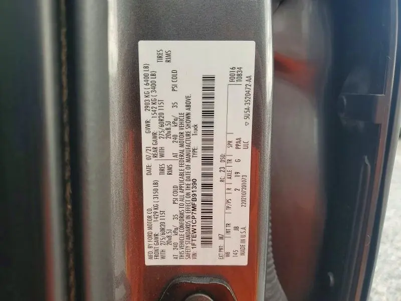 2021 FORD F150 SUPERCREW  