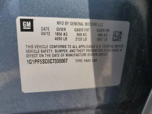2012 CHEVROLET CRUZE LT  