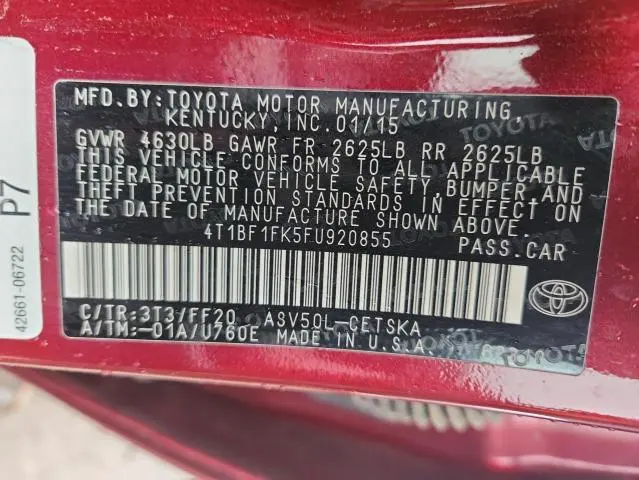 2015 TOYOTA CAMRY LE  