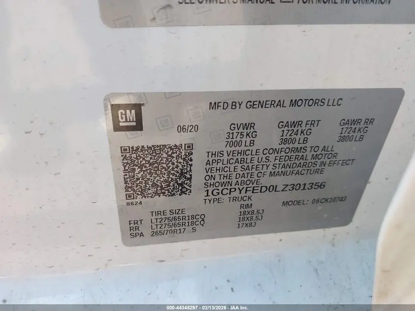 2020 CHEVROLET SILVERADO 1500 4WD  STANDARD BED LT TRAIL BOSS