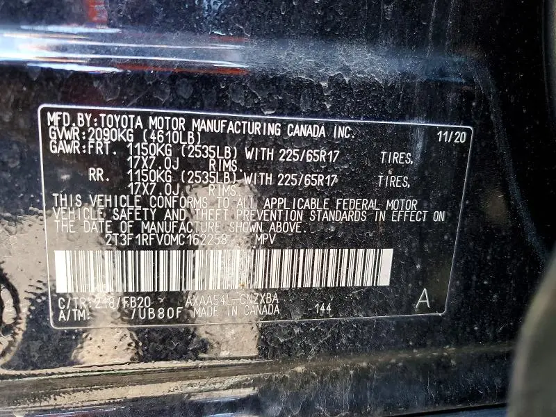 2021 TOYOTA RAV4 LE  