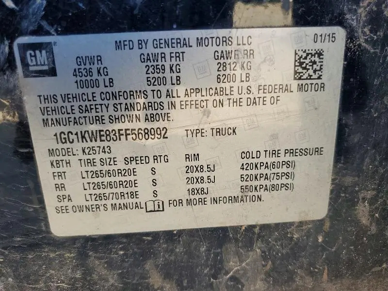 2015 CHEVROLET SILVERADO K2500 HEAVY DUTY LTZ  