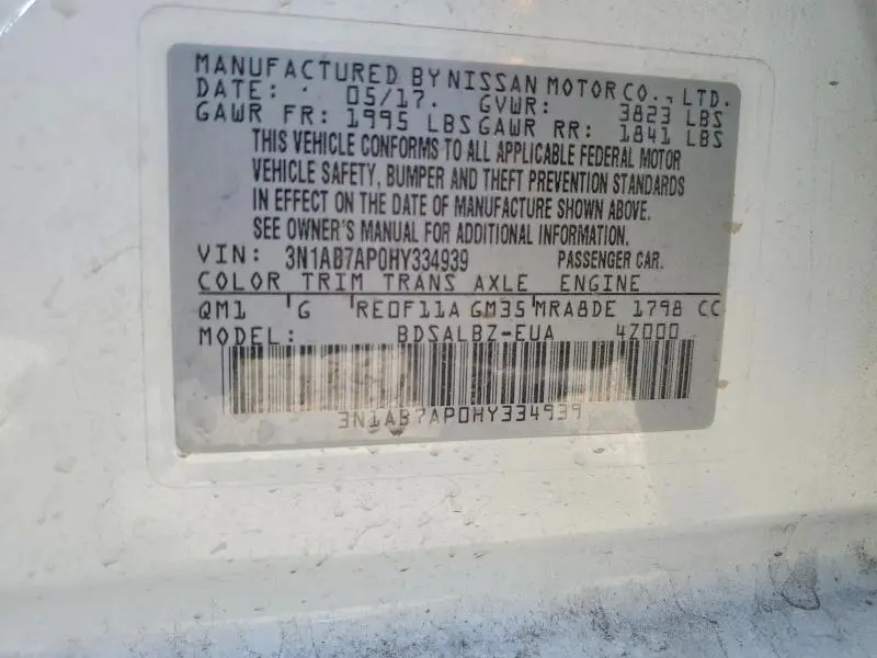 2017 NISSAN SENTRA S  