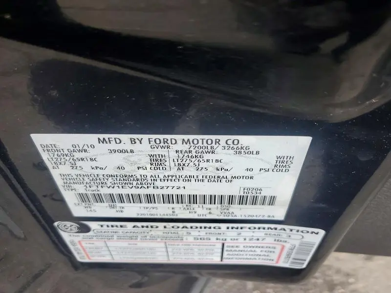 2010 FORD F150 SUPERCREW  