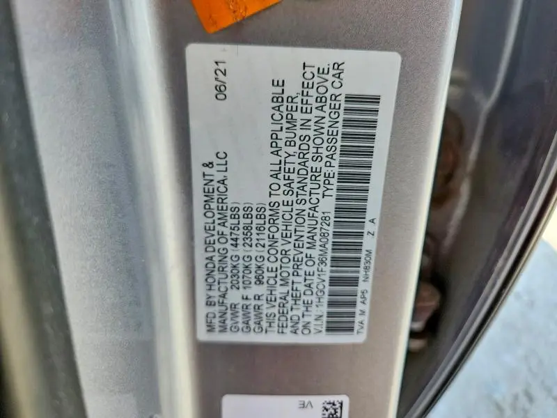 2021 HONDA ACCORD SPORT  