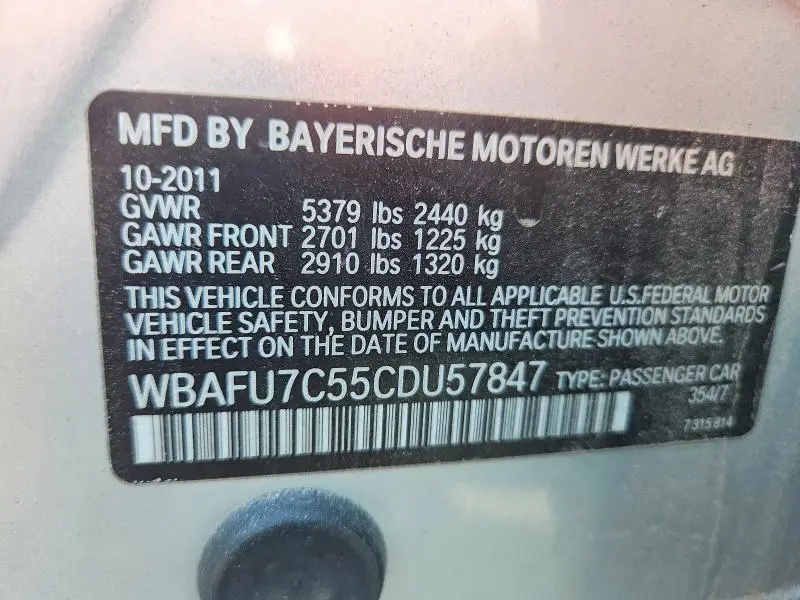 2012 BMW 535 XI  