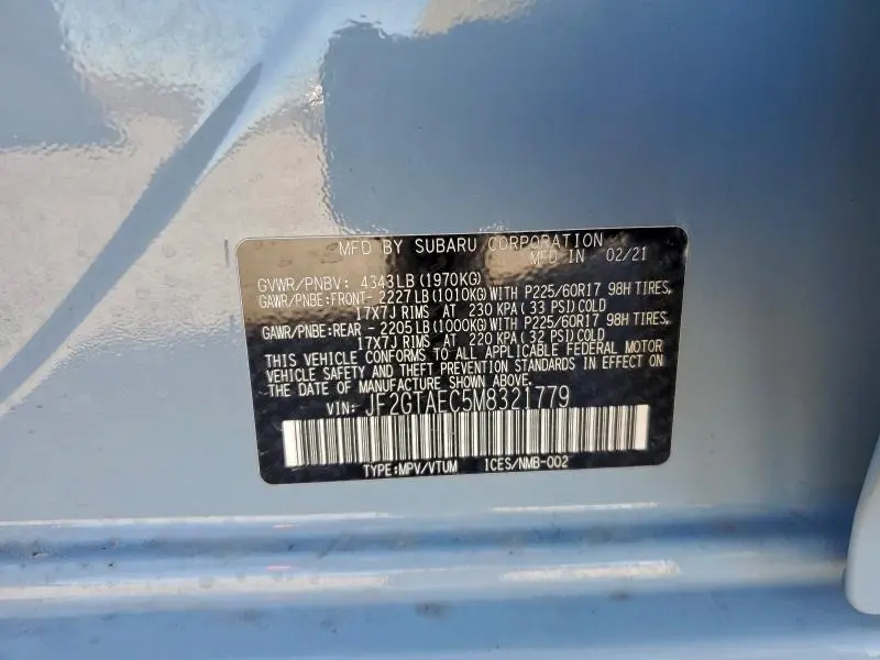 2021 SUBARU CROSSTREK PREMIUM  