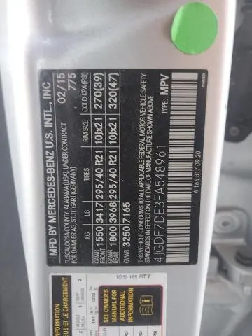 2015 MERCEDES-BENZ GL 550 4MATIC  