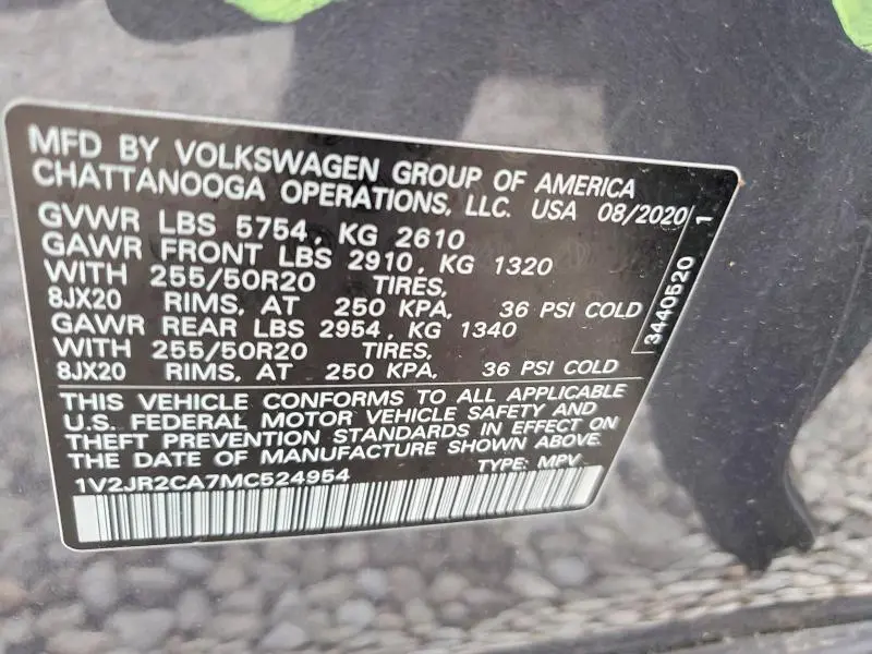2021 VOLKSWAGEN ATLAS SE  