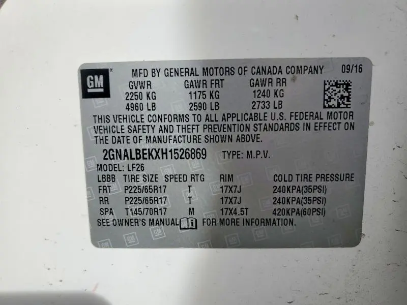 2017 CHEVROLET EQUINOX LS  