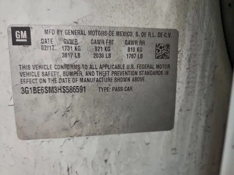 2017 CHEVROLET CRUZE LT  