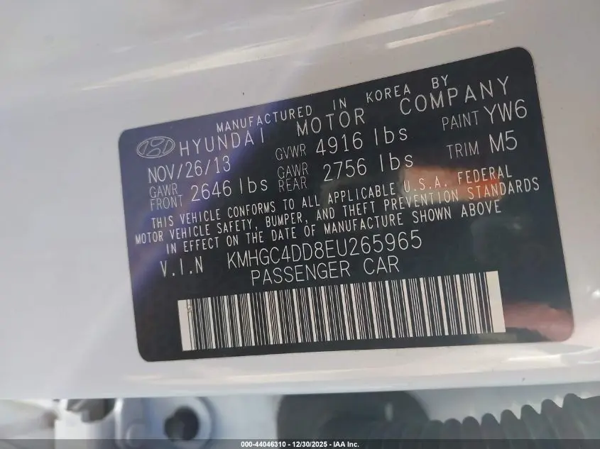 2014 HYUNDAI GENESIS 3.8