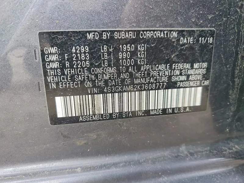 2019 SUBARU IMPREZA SPORT  