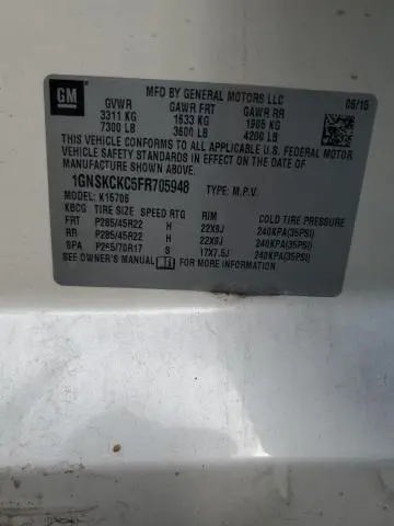 2015 CHEVROLET TAHOE K1500 LTZ  