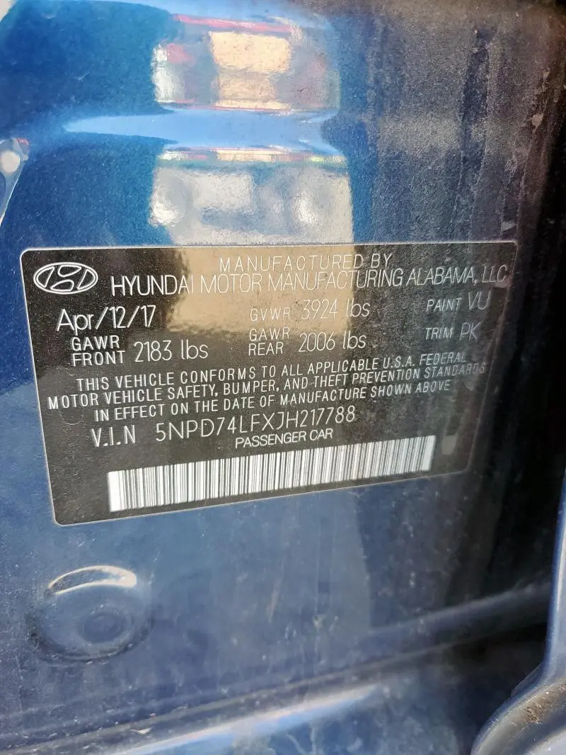 2018 HYUNDAI ELANTRA SE  