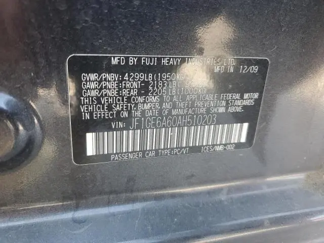 2010 SUBARU IMPREZA 2.5I  