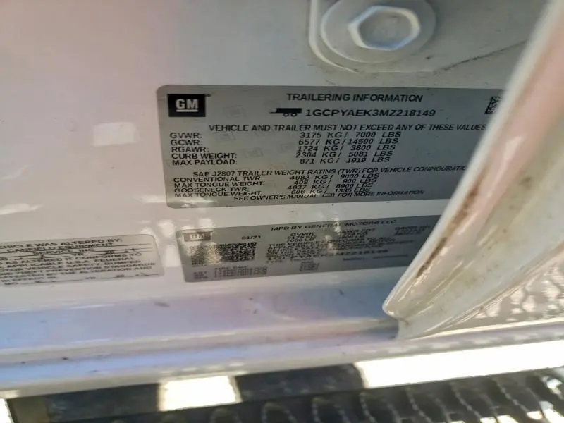 2021 CHEVROLET SILVERADO K1500  