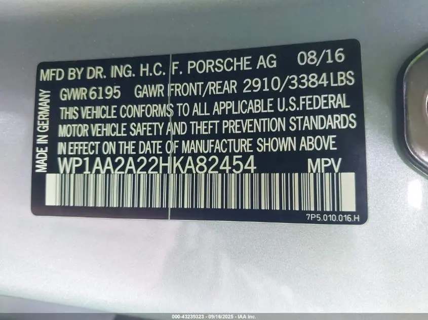 2017 PORSCHE CAYENNE PLATINUM EDITION