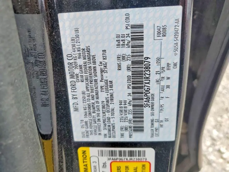 2018 FORD FUSION S  
