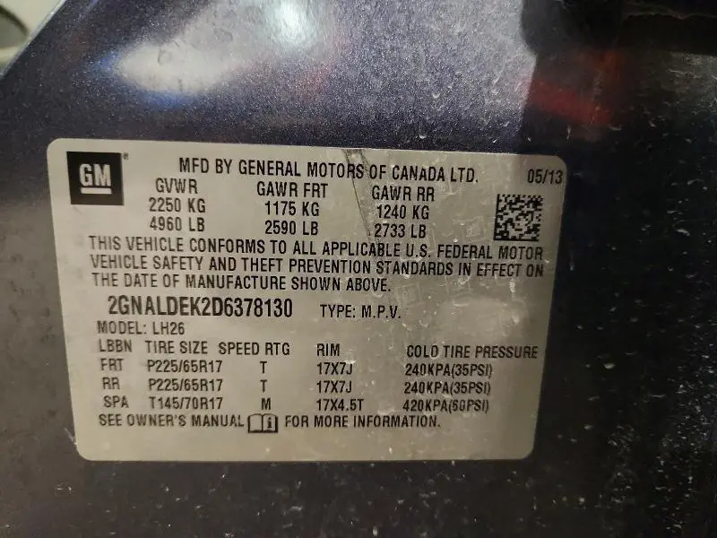 2013 CHEVROLET EQUINOX LT  