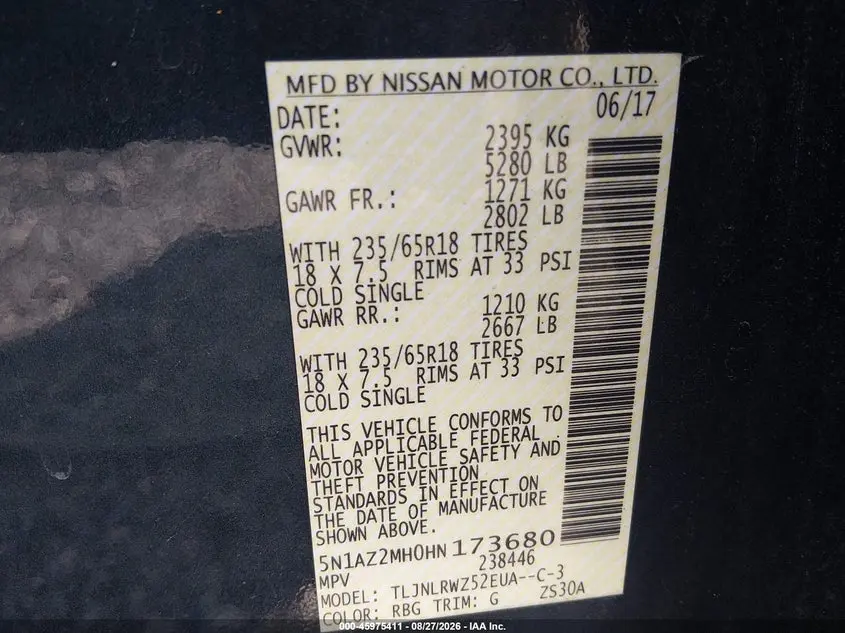2017 NISSAN MURANO SL