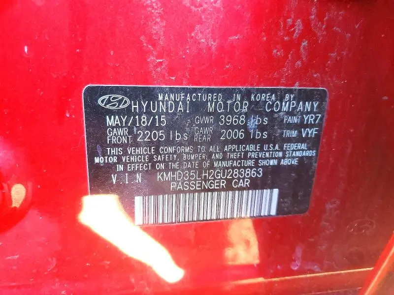 2016 HYUNDAI ELANTRA GT BASE  