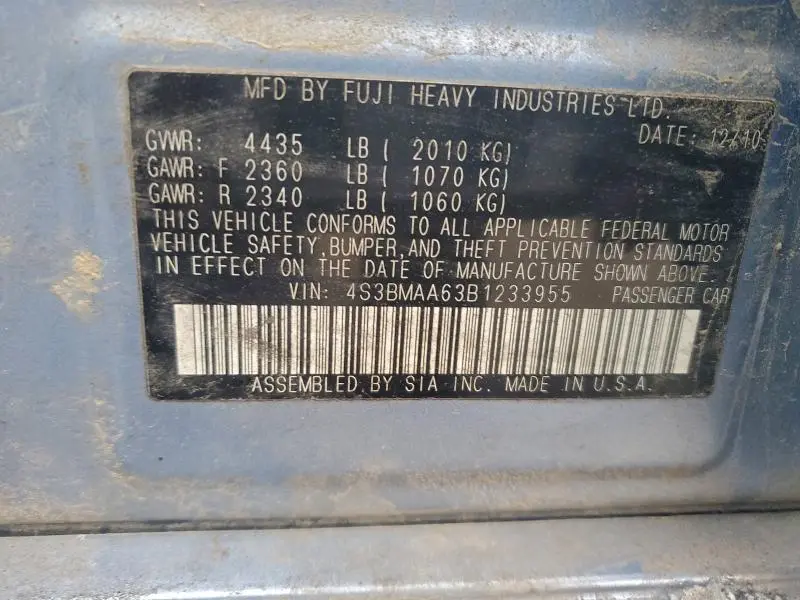 2011 SUBARU LEGACY 2.5I  