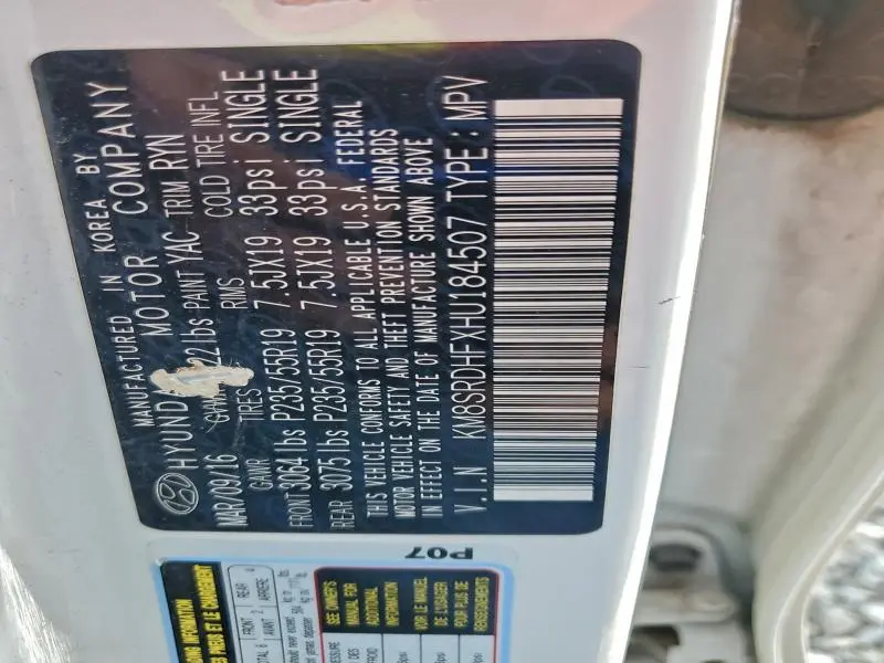 2017 HYUNDAI SANTA FE SE ULTIMATE  