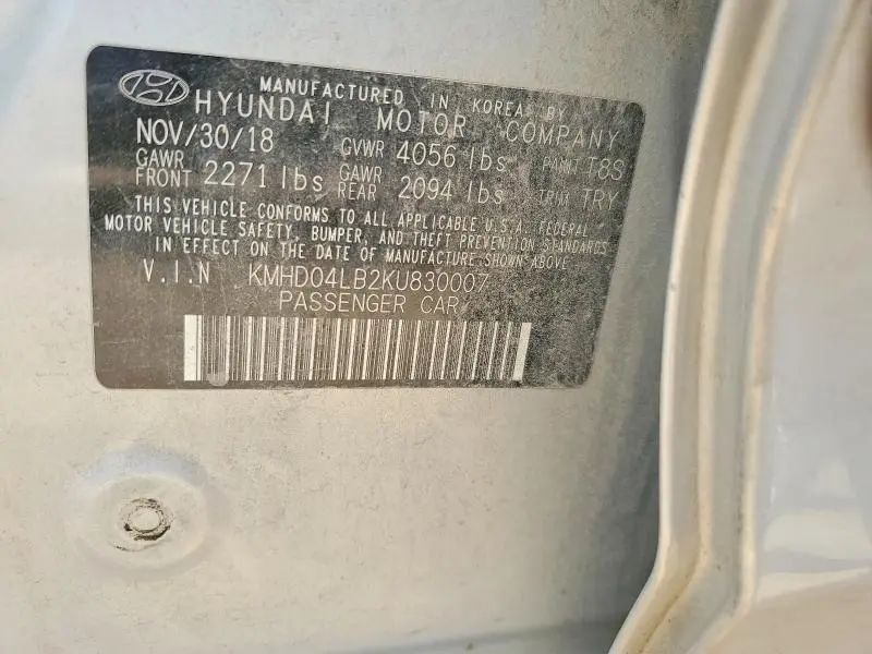 2019 HYUNDAI ELANTRA SPORT  