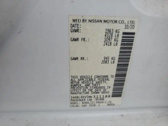 2021 NISSAN ALTIMA SL  