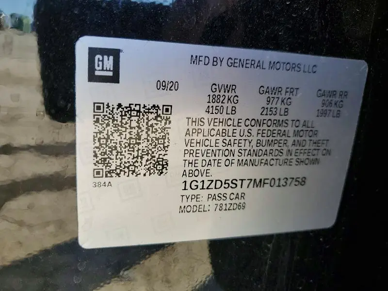 2021 CHEVROLET MALIBU LT  