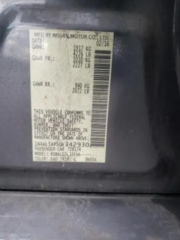 2016 NISSAN ALTIMA 2.5  