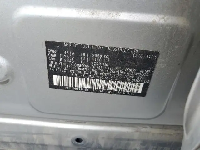 2016 SUBARU LEGACY 2.5I LIMITED  