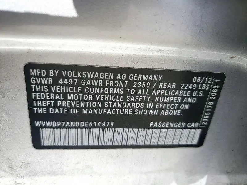 2013 VOLKSWAGEN CC SPORT  