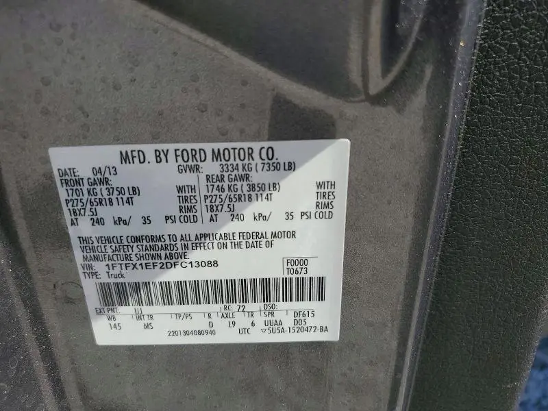 2013 FORD F150 SUPER CAB  
