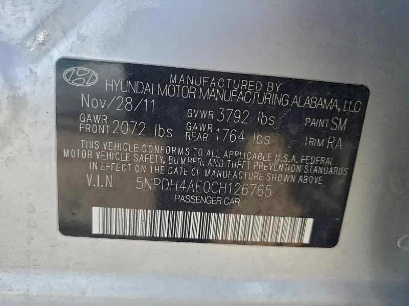 2012 HYUNDAI ELANTRA GLS  