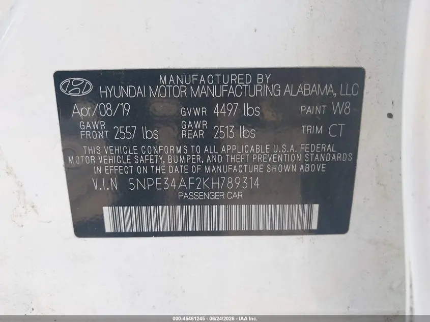 2019 HYUNDAI SONATA SEL