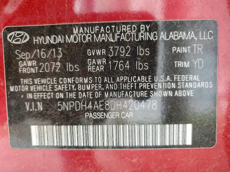 2013 HYUNDAI ELANTRA GLS  
