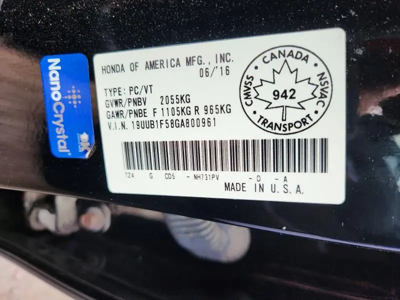 2016 ACURA TLX TECH  