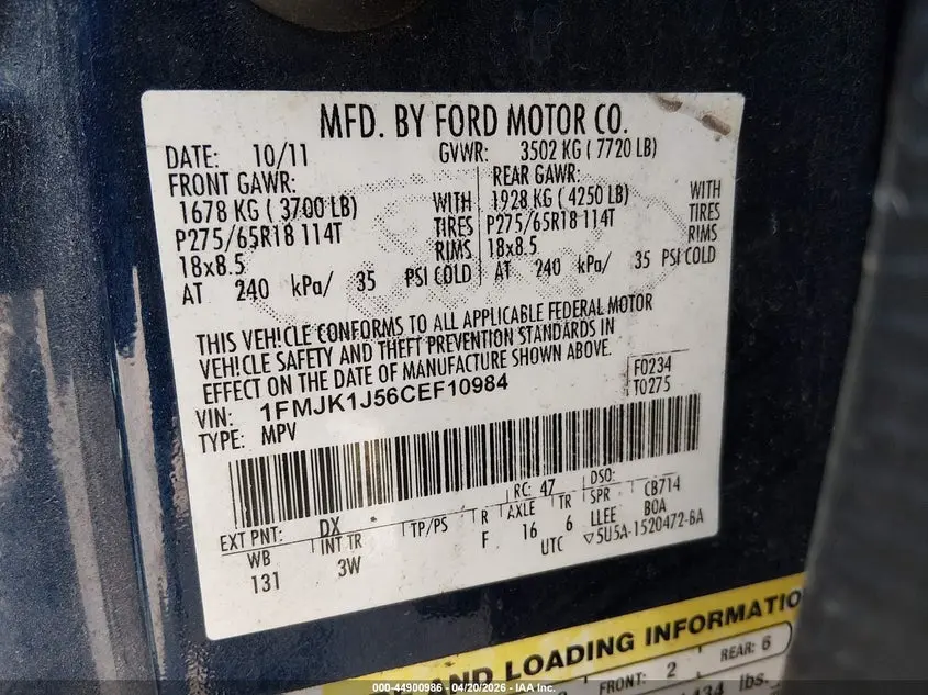 2012 FORD EXPEDITION EL XLT
