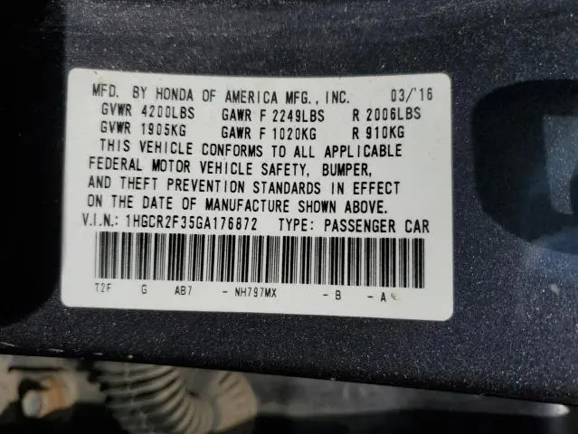 2016 HONDA ACCORD LX  