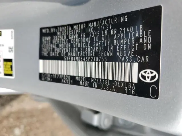 2025 TOYOTA COROLLA LE  