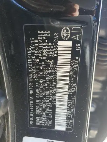 2015 TOYOTA COROLLA L  